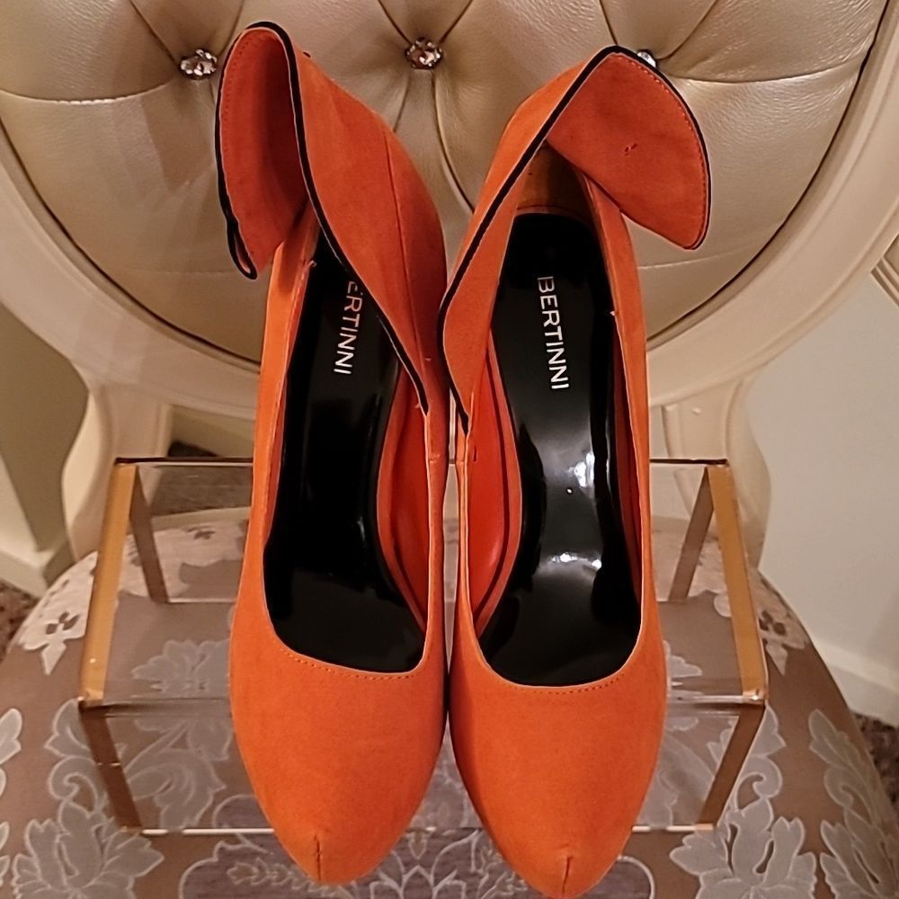 Bertinni Orange Suede Stilettos - Picture 7 of 16